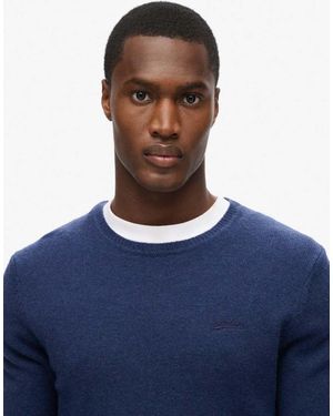 Superdry Essential Slim Fit Crew Jumper - Blue