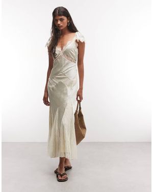 Reclaimed Vintage Maxi Tea Dress With Lace Inserts - White