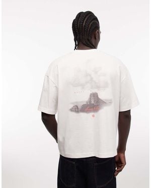 Faded Store Logo T-shirt With Ibiza Hills Back Print - White