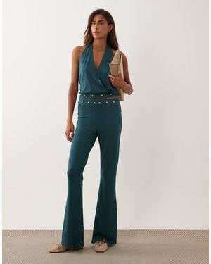 ASOS Modal Broek Met Studs En Uitlopende Pijpen Co-Ord - Blauw