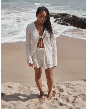 4th & Reckless X Loz Vassallo Lanai Crinkle Linen Beach Short Co-ord - White