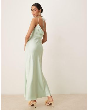 Forever New Satin Halter Neck Maxi Dress - Natural