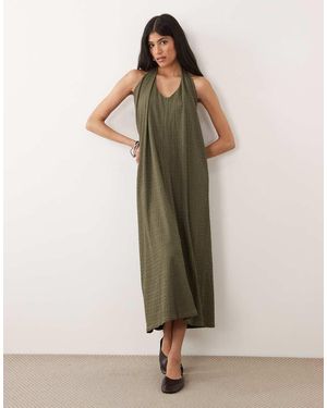 ASOS One Shoulder Textured Midi Sundress - Green