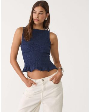 Stradivarius Top texturé - Bleu
