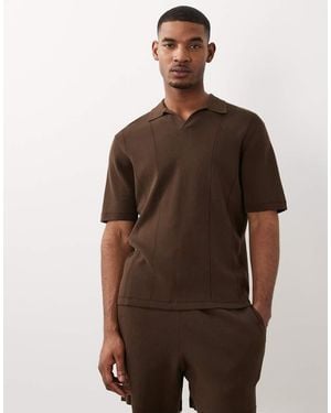 ASOS Relaxed Compact Knit Polo - Brown