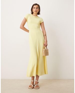 ASOS Cap Sleeve Seam Detail Dress - Natural