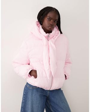 Miss Selfridge Tie Neck Puffer Jacket - Pink
