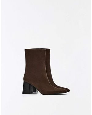 Bershka Stiefeletten mit blockabsatz - Weiß