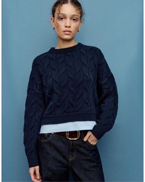 Stradivarius Sweat en maille contrastante - Bleu