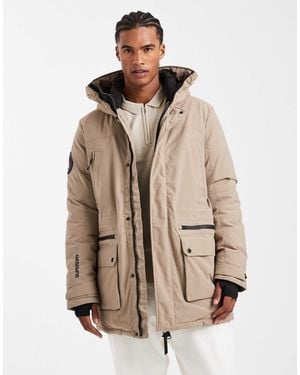 Superdry – city – wattierter parka-mantel - Natur