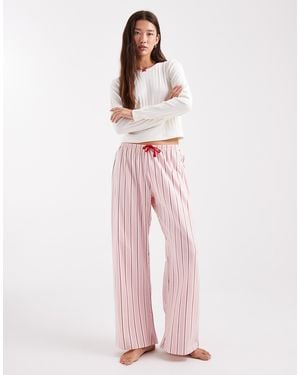 Wednesday's Girl Long Sleeve Pointelle Top And Trouser Pajama Set - Pink
