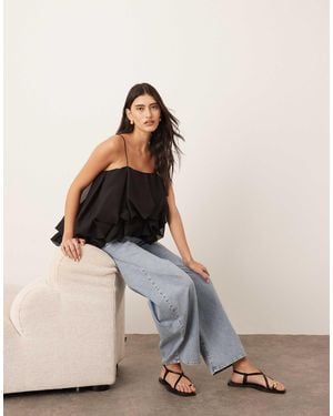 ARRANGE Strappy Puff Volume Top - Black