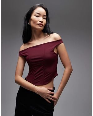 ASOS Sculpting Corset Bardot Top With Boning - Red
