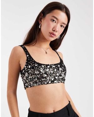 Miss Selfridge Bralette De Cuentas De - Negro