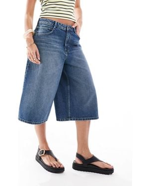 Bershka Baggy Denim Jorts - Blue