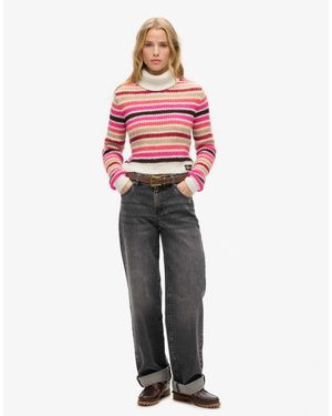 Superdry – cropped rollkragenpullover - Rot