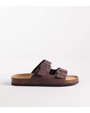 SEQWL Wide Fit Seqwl Olsen Wide Fit Double Buckle Flat Sandals - Brown