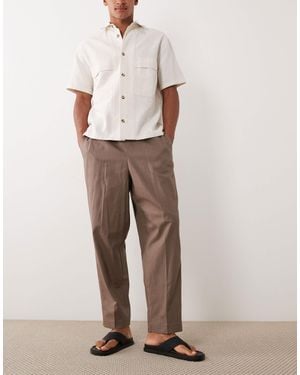 ASOS Smart Relaxed Tapered Linen Look Pants - Natural