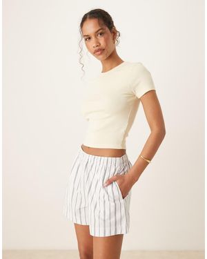Abercrombie & Fitch Tie Waist Poplin Shorts - Natural