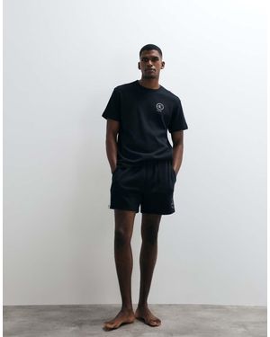 Calvin Klein Shorts Van Wafelstof Met Trekkoord - Zwart