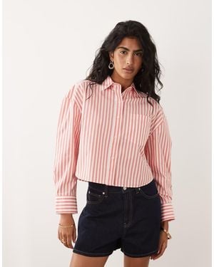Calvin Klein Cotton Poplin Cropped Shirt - Pink