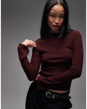 & Other Stories Pure Merino Wool Ribbed Knitted Top With Flare Sleeves - Black