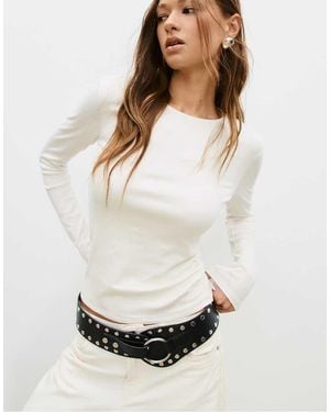 Stradivarius Long Sleeve Basic T-shirt - White