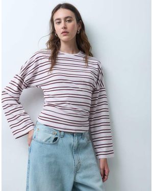 Pieces T-Shirt Oversize A Maniche Lunghe Con Dettaglio - Rosso