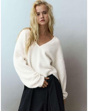 Pull&Bear Pullover mit v-ausschnitt - Weiß