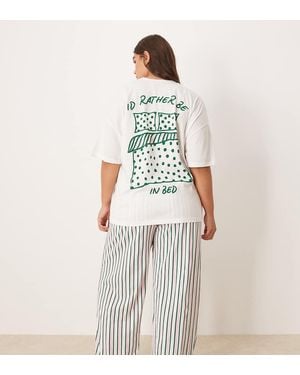 ASOS Asos Design Curve Oversized Tee And Wide Leg Trouser - White