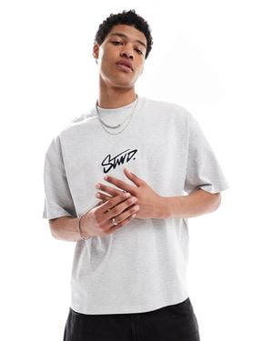 Pull&Bear Stwd Front Logo T-shirt - Gray