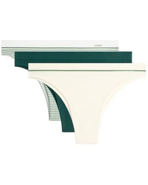 Oysho 3 Polyamide Blend Pique Brazilian Briefs - Green
