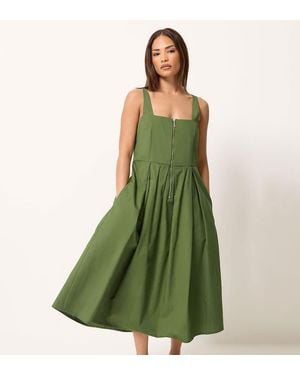 PixieGirl Petite Pleated Midi Dress - Green