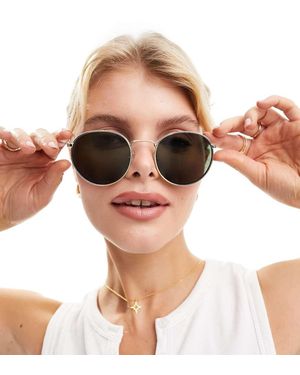Weekday Gafas De Sol Doradas Redondeadas Explore De - Blanco