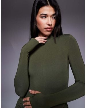 Wanderdoll Nara Sculpting Second Skin High Neck Long Sleeve Body Co-Ord - Green