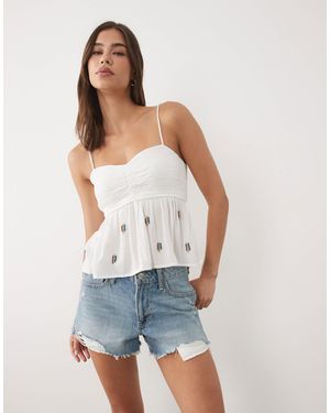 Mango Teen Beaded Tie Front Cami Top - Blue