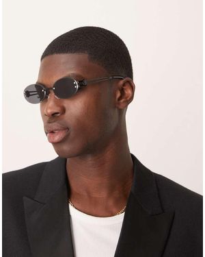 ASOS Oval Rimless Sunglasses With Smoke Lens And Metal Black Frame - Brown