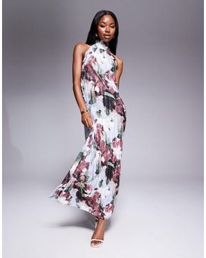 ASOS Plisse Halter Tie Maxi Dress - Multicolor