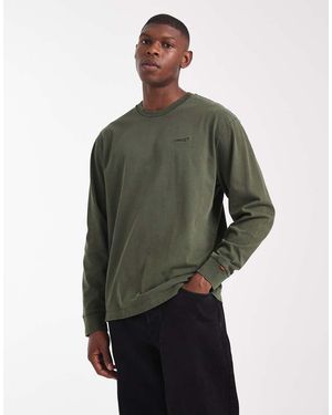 Levi's Authentic Logo Garment Dye Long Sleeve T-Shirt - Green