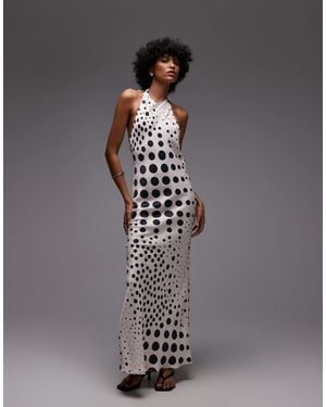 TOPSHOP Halter Neck Maxi Dress - Gray