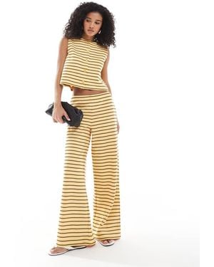 Miss Selfridge Pantaloni A Fondo Ampio Premium A Righe A Coste - Metallizzato