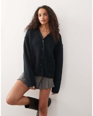 Weekday Oversized V Neck Cardigan - Black