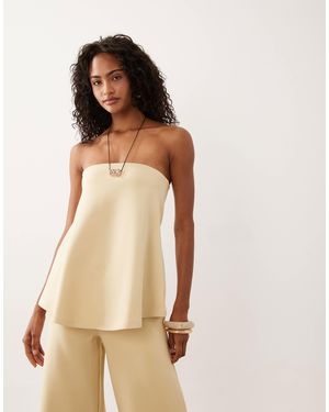 ASOS Interlock Floaty Bandeau Top Co-ord - Natural