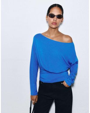 Pull&Bear Oberteil mit u-boot-ausschnitt und bund - Blau