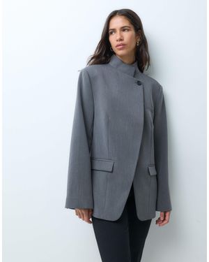 ASOS Blazer ajusté à col montant et devant croisé anthracite - Gris
