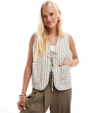 ONLY Tie Front Quilted Gilet - White