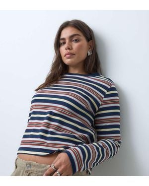 ASOS Asos Design Curve Mix En Match Pyjamatop Met Lange Mouwen - Blauw
