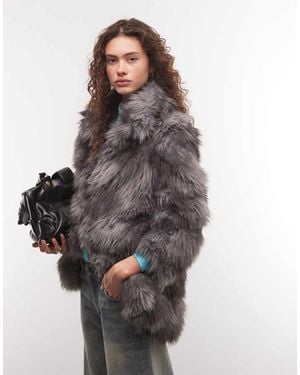 Monki Faux Fur Coat - Grey
