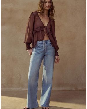 Pull&Bear Blusa Con Volant - Marrone