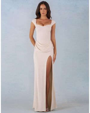 Oh Polly Modal Sweetheart Cap Sleeve Draped Detail Maxi Dress - Grey